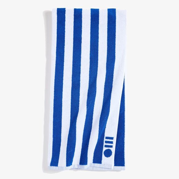 Solid & Striped Unisex Lapis Blue/White Stripe Cotton Vacation Beach Towel - Picture 1 of 3
